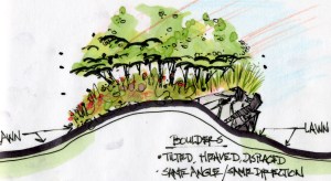 Berms and boulders as part of the Landscape